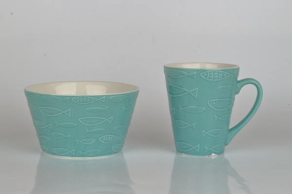 Keramický hrnek ryby tyrkys 290ml