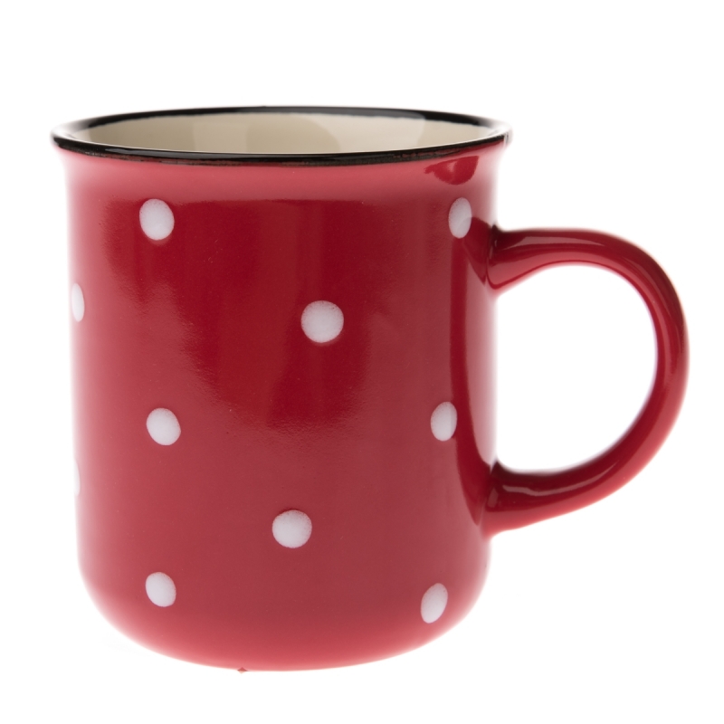 Keramický hrnek s bílými puntíky černý