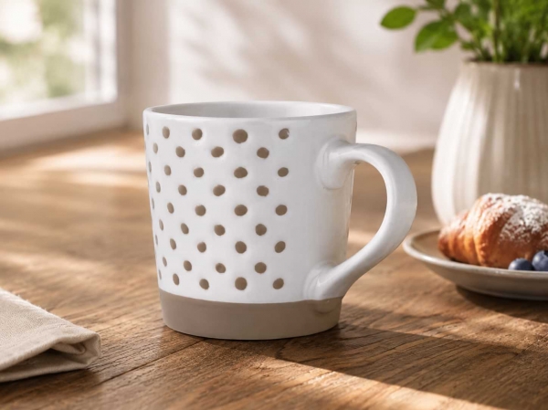 Keramický hrnek s puntíky bílý 450ml