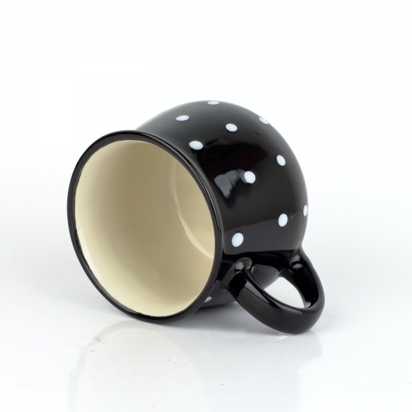 Keramický hrnek s puntíky černý objem 770 ml