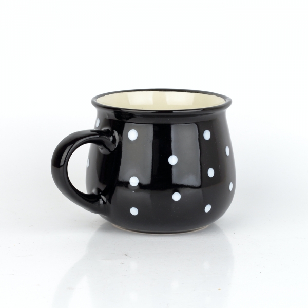 Keramický hrnek s puntíky černý objem 770 ml