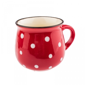 Keramický hrnek s puntíky červený