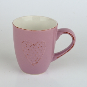 Keramický hrnek se srdcem fialový 300ml