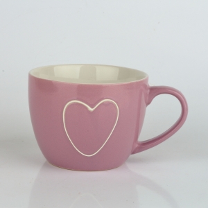 Keramický hrnek se srdcem fialový 440ml