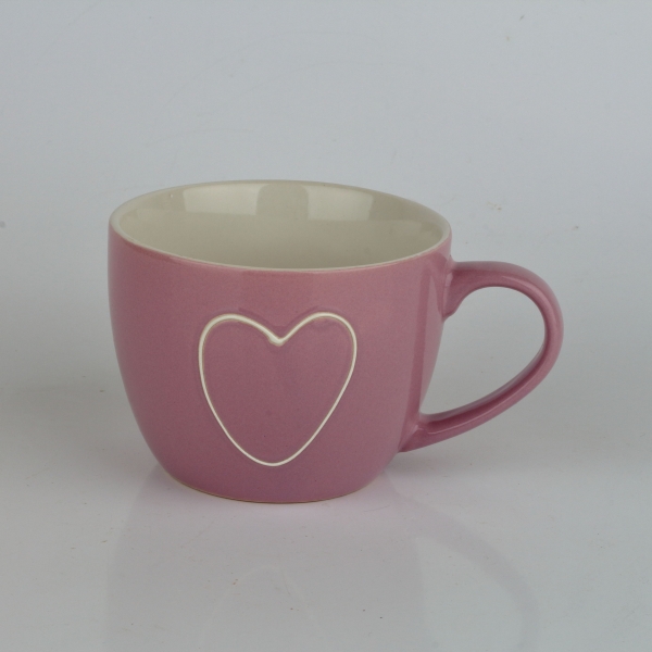 Keramický hrnek se srdcem fialový 440ml