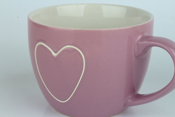 Keramický hrnek se srdcem fialový 440ml
