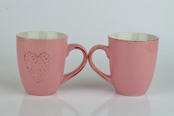Keramický hrnek se srdcem růžový 300ml