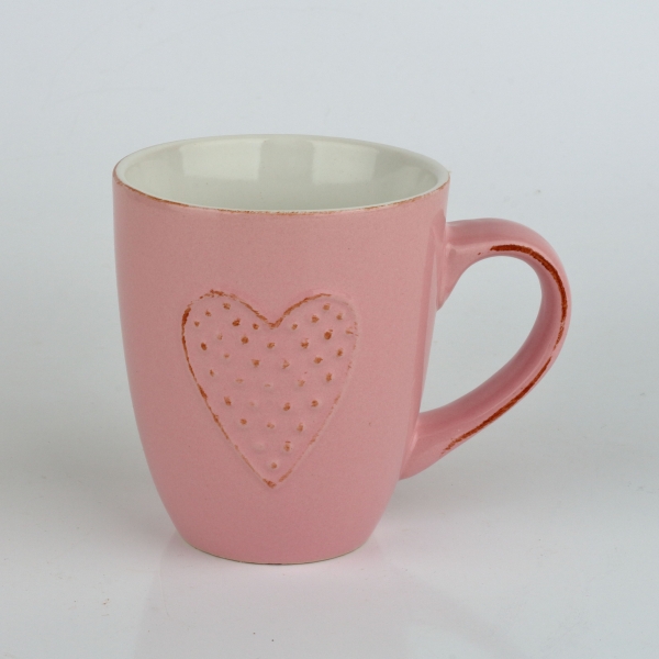 Keramický hrnek se srdcem růžový 300ml