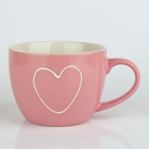 Keramický hrnek se srdcem růžový 440ml