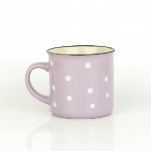 Keramický hrnek světle fialový s bílými puntíky rovný