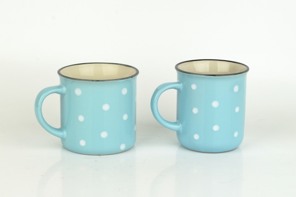 Keramický hrnek světle modrý s puntíky