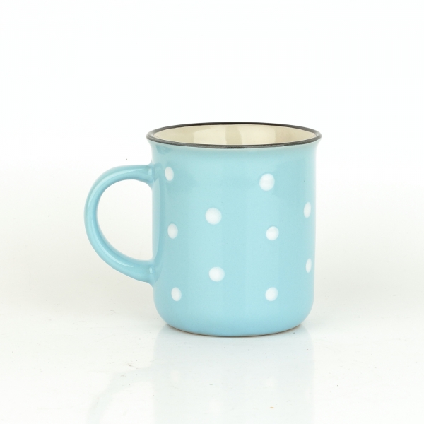 Keramický hrnek světle modrý s puntíky