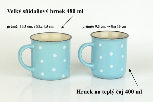 Keramický hrnek světle modrý s puntíky