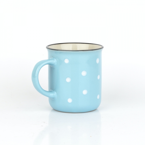 Keramický hrnek světle modrý s puntíky