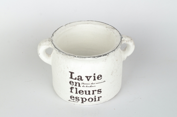 Keramický květináč La vie bílý