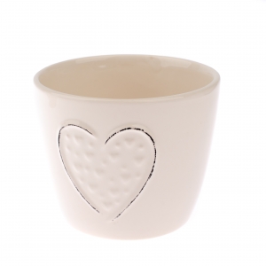 Keramický květináč se srdcem kulatý 12,2×10×9,5cm