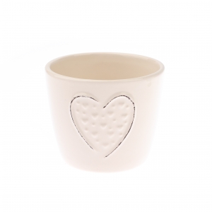Keramický květináč se srdcem kulatý 