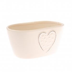 Keramický květináč se srdcem oválný 10,5x18,5x9cm