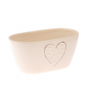 Keramický květináč se srdcem oválný 22,6×10,6×13,6cm