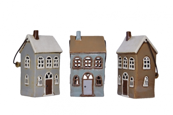 Keramický svícen domeček s rukojetí