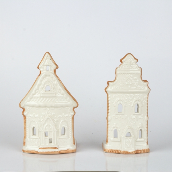 Keramický svícen kostelíček 11x18,5x9cm