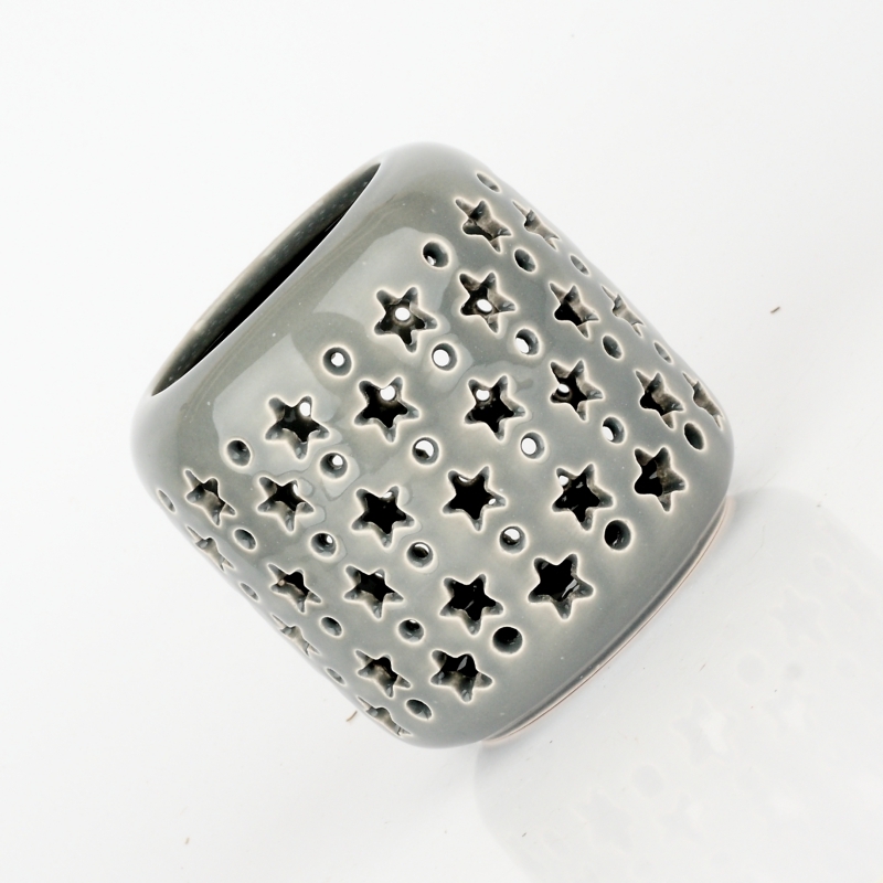 Keramický svícen šedý 9,5x9,5cm