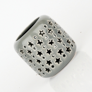 Keramický svícen šedý 9,5x9,5cm