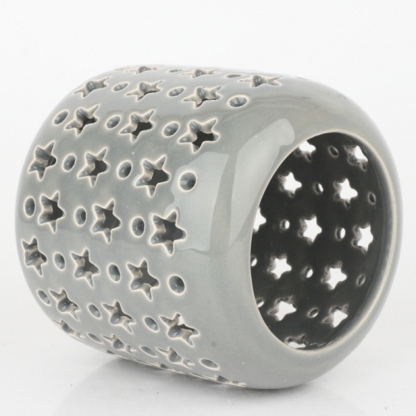 Keramický svícen šedý 9,5x9,5cm