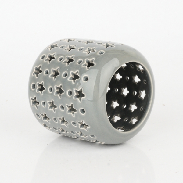 Keramický svícen šedý 9,5x9,5cm