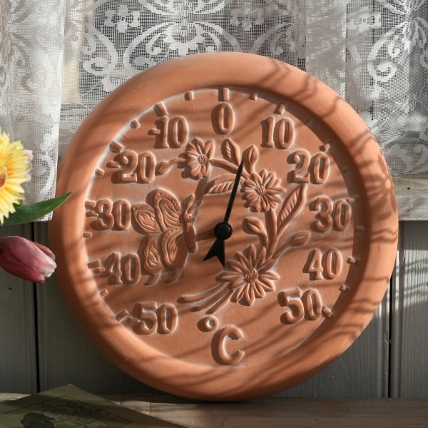 Keramický teploměr kytičky s motýlem 30cm