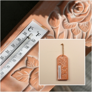 Keramický teploměr růže 22,5x9,5cm