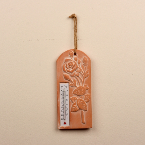 Keramický teploměr růže 22,5x9,5cm
