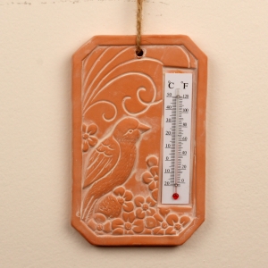 Keramický teploměr s ptáčkem 19x12cm