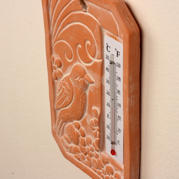 Keramický teploměr s ptáčkem 19x12cm