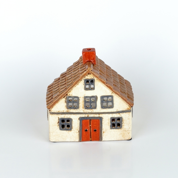 Keramický vánoční domeček 8 krémový