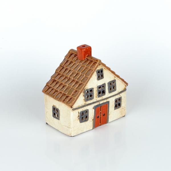 Keramický vánoční domeček 8 krémový