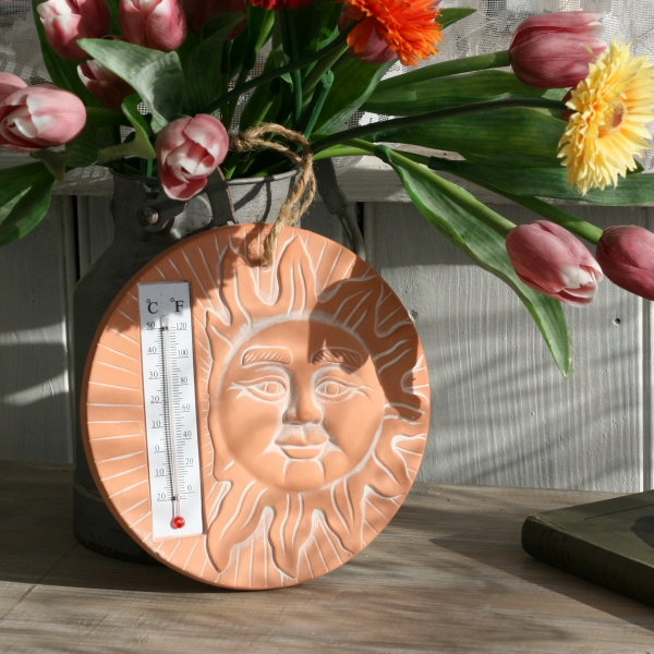 Keramický venkovní teploměr slunce 17,5cm