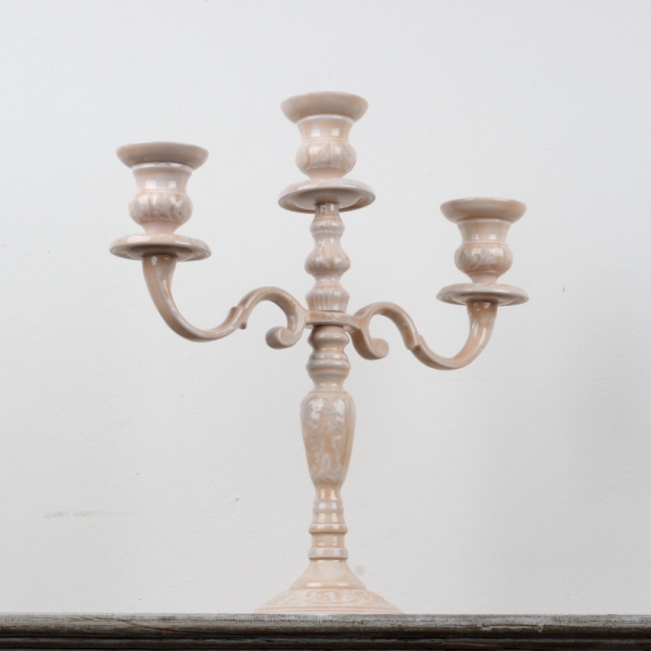 Keramický zdobený svícen na tři svíčky 36cm