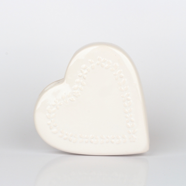 Keramický zvlhčovač vzduchu srdce bílý 13x3,2x13cm