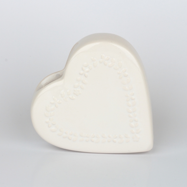 Keramický zvlhčovač vzduchu srdce bílý 13x3,2x13cm