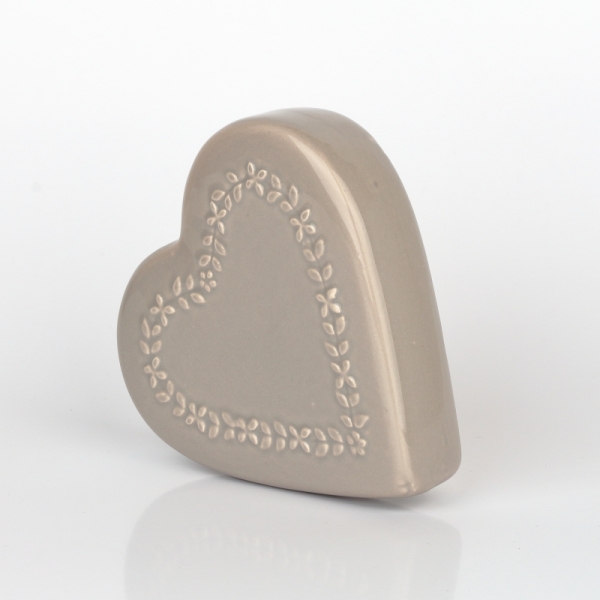 Keramický zvlhčovač vzduchu srdce hnědý 13x3,2x13cm