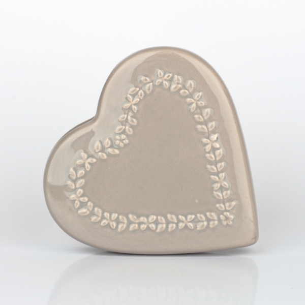 Keramický zvlhčovač vzduchu srdce hnědý 13x3,2x13cm