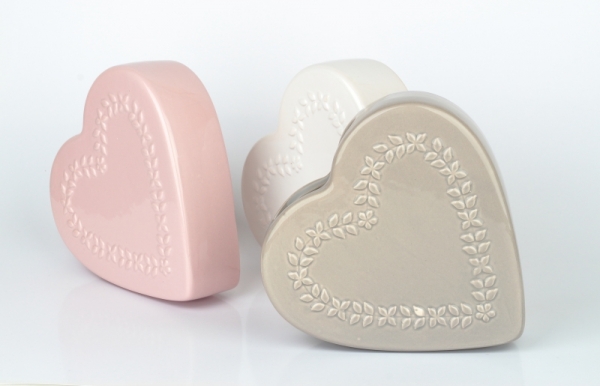 Keramický zvlhčovač vzduchu srdce hnědý 13x3,2x13cm