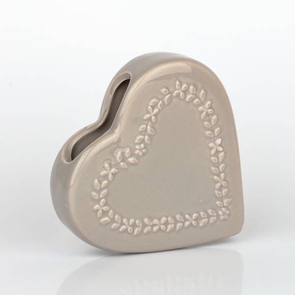 Keramický zvlhčovač vzduchu srdce hnědý 13x3,2x13cm