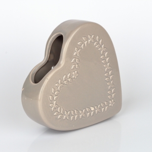 Keramický zvlhčovač vzduchu srdce hnědý 18x5x18cm