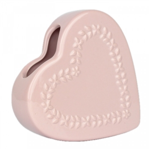 Keramický zvlhčovač vzduchu srdce růžový 18x18x5cm