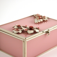 Klenotnice skleněná růžová 12x8x5cm