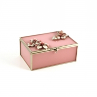 Klenotnice skleněná růžová 12x8x5cm