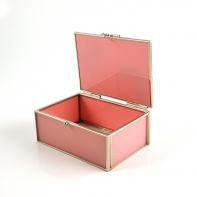 Klenotnice skleněná růžová 12x8x5cm