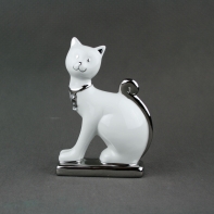Kočka bílá porcelánová 18cm
